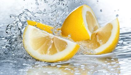 Wall Mural - lemon in water splash