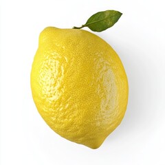 Canvas Print - A fresh, vibrant lemon with a green leaf on a white background.