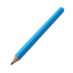 Single Blue Pencil Diagonally Positioned On White Background