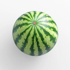 Wall Mural - A realistic depiction of a watermelon showcasing its vibrant green striped exterior.