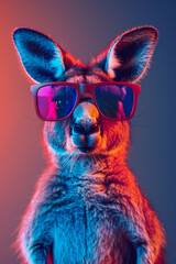 Wall Mural - a kangaroo wearing sunglasses in front of a colorful background	