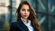 © Dmytro - Beautiful young woman in a stylish suit, businesswoman, office worker. AI Generated