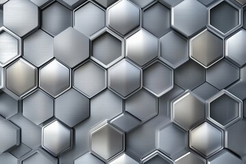 Futuristic background with a seamless hexagon pattern in gleaming silver