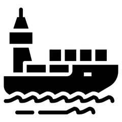 Poster - freight or shipping by vessel solid icon