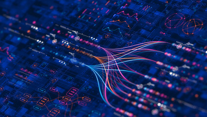 Wall Mural - big data technology data science analysing artificial intelligence generative ai deep learning machi