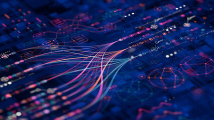 Wall Mural - big data technology data science analysing artificial intelligence generative ai deep learning machi