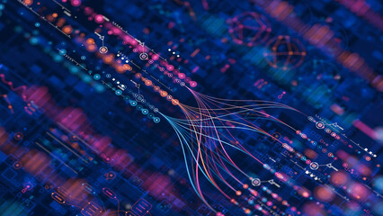 Wall Mural - big data technology data science analysing artificial intelligence generative ai deep learning machi