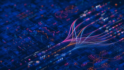 Wall Mural - big data technology data science analysing artificial intelligence generative ai deep learning machi