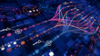© Chaosamran_Studio - Big data technology Data science analysing artificial intelligence generative AI deep learning machine learning algorithm Neural flow network analytics innovation abstract futuristic. 3d rendering..