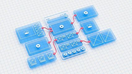 Wall Mural - ux ui flowchart connection node graphic designer creative planning application process development d