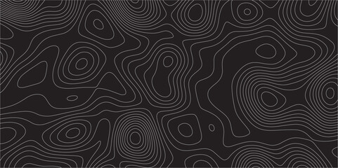 Wall Mural - Abstract white on black background Topographic line map pattern. Contour elevation topographic and textured Background Modern design with black background with topographic wavy patted.	
