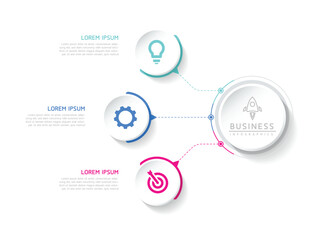 Wall Mural - Vector infographic business presentation template with circular interconnection with 3 options.