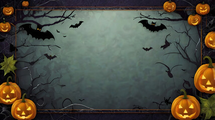 Wall Mural - halloween background with pumpkins, ai generated