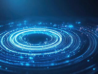 Poster - Neon spiral curves, abstract futuristic background, electric blue light, tech world