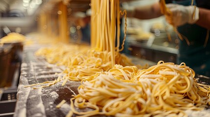 Wall Mural - Production of pasta at the factory, modern technology concept