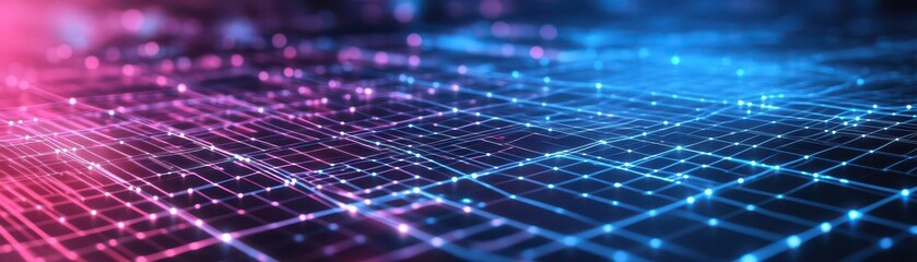 Aufkleber - Quantum computing network, futuristic digital grid, 3D illustration