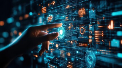 Aufkleber - Seamless integration of futuristic CRM data streams, holographic pipelines of customer insights, AI-driven decision-making