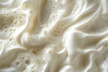 Sticker - Realistic Image of  White Milk, Creamy, Texture Background with Bubbles