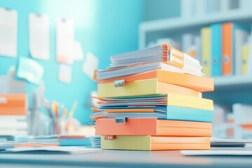 Aufkleber - Tax office, organized folders and paperwork, 3D illustration