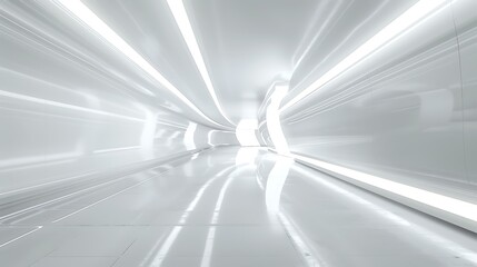 A sleek, minimalist white futuristic background with soft, glowing lines creating a sense of depth and modern technology