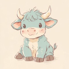 Canvas Print - Cute Blue Calf.