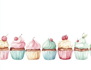 Canvas Print - Watercolor Cupcakes.