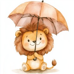 Canvas Print - Cute Lion Umbrella.