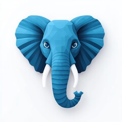 Wall Mural - Blue Elephant Head.