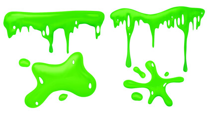 Wall Mural - green mucus slime drip. liquid sticky goo vector. jelly snot splatter. realistic phlegm dribble isol