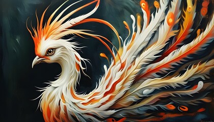 Wall Mural - Surreal depiction of a phoenix with vibrant colors and dreamlike elements