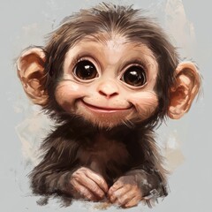 Wall Mural - Cute Monkey Portrait.