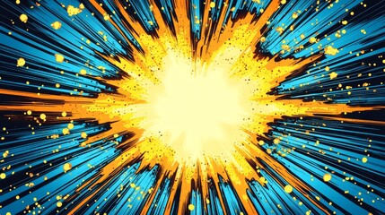 Wall Mural - Bright explosion radiating from the center with colorful rays and sparks