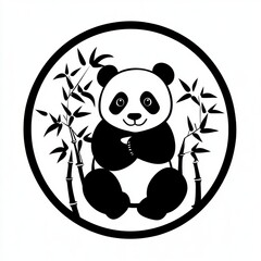 Wall Mural - Panda Bamboo Circle.