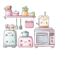 Canvas Print - Cute Kitchen Appliances.