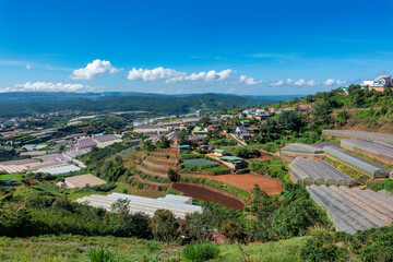 A small valley in Cau Dat town, Da Lat, Lam Dong with flower and agricultural greenhouses, is also a famous cloud-watching spot for tourists when coming here.