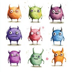 Canvas Print - Cute Monster Set.