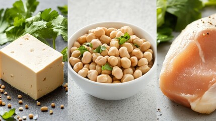 Tofu, Chickpeas, and Chicken Breast A Trio of Protein Sources, Vegan , Healthy eating