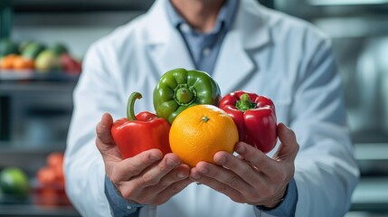 Wall Mural - Examination of Various Fruits and Vegetables in Laboratory Setting