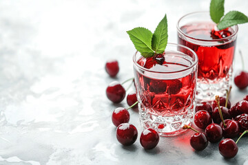 Delicious cherry liqueur and berries