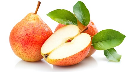 Canvas Print - Fresh pear fruit isolated over white background  