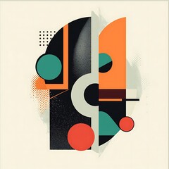 Sticker - Abstract geometric shapes in a minimalist style with contrasting colors and textures.