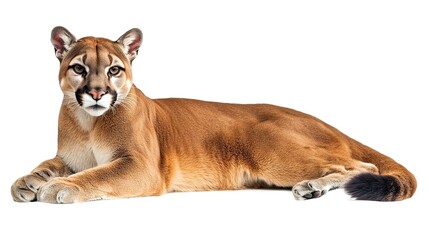 Wall Mural - cougar portrait standing lying sitting isolated white background