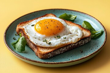 Fried Egg on Toast with Basil and Thyme