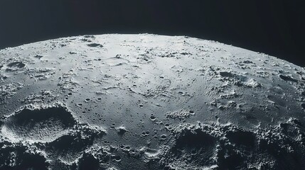 Poster -   A close-up view of the Moon's surface as seen from a space shuttle in the distance