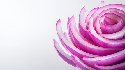 Wall Mural -   Close-up of a pink flower on white background with blurred center