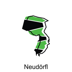 modern map City of Neudorfl vector, Stylized simple outline map of Austria template design, on white background