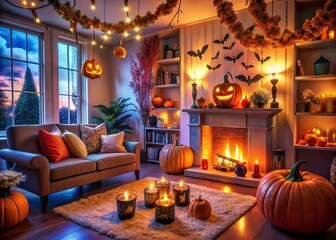 Wall Mural - Elevate your Halloween celebration with innovative interior design ideas to create a spooky ambiance, ensuring your