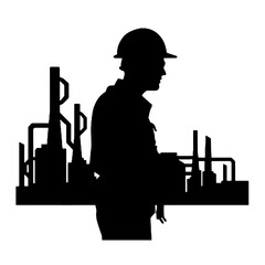 Engineer at Work Silhouette Vector Illustration Transparent Background