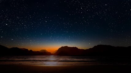 Wall Mural - night sea sky with moon and stars