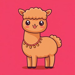 Wall Mural - Cute Alpaca Cartoon.